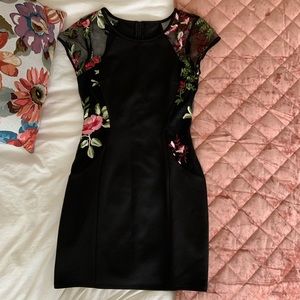 Formal black and floral detail dress